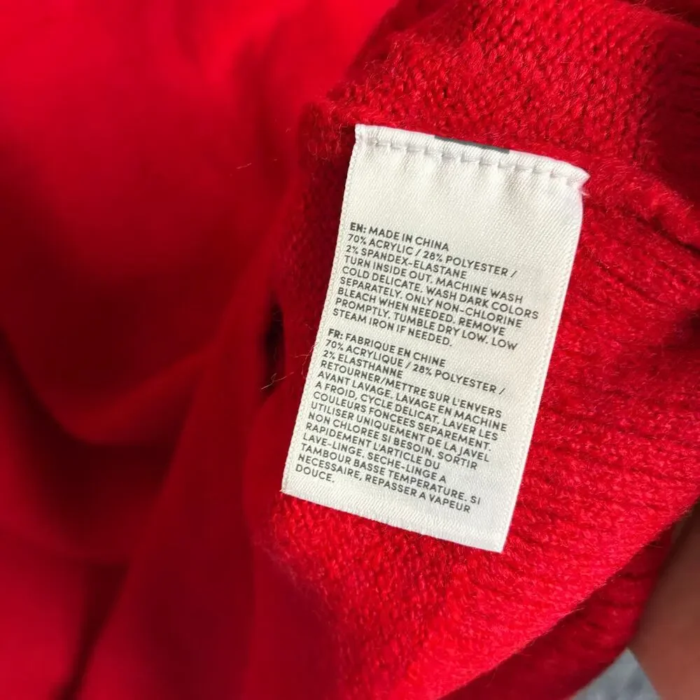 Lands' End Red Sweater Mini Dress Long Sleeve Acrylic Blend Womens XS